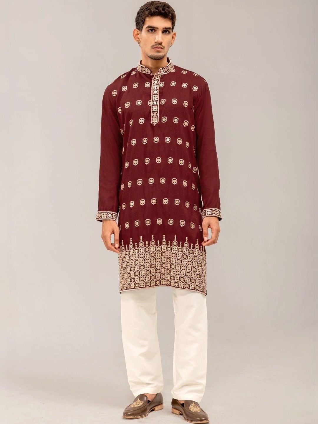 ADHIRAJAN Men Embroidered Grandeur & Majestic Artwork Kurta-picture-14