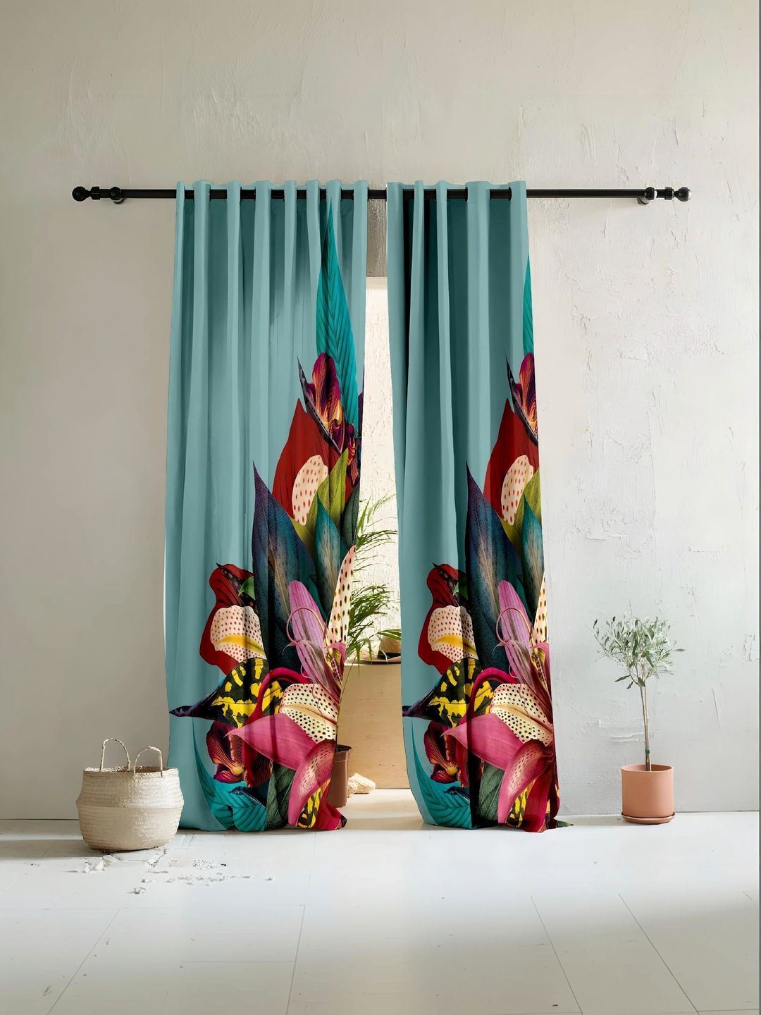 Multicoloured Curtainry multicoloured floral door curtain Price History & Comparison ...