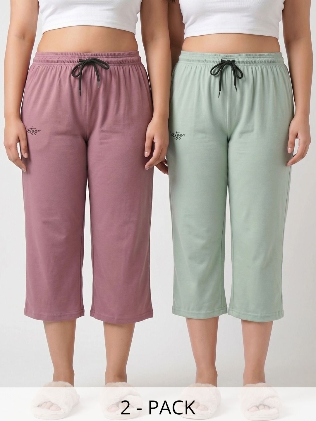 FFLIRTYGO Pack Of 2 Pure Cotton Mid-Rise Lounge Pants-picture-28