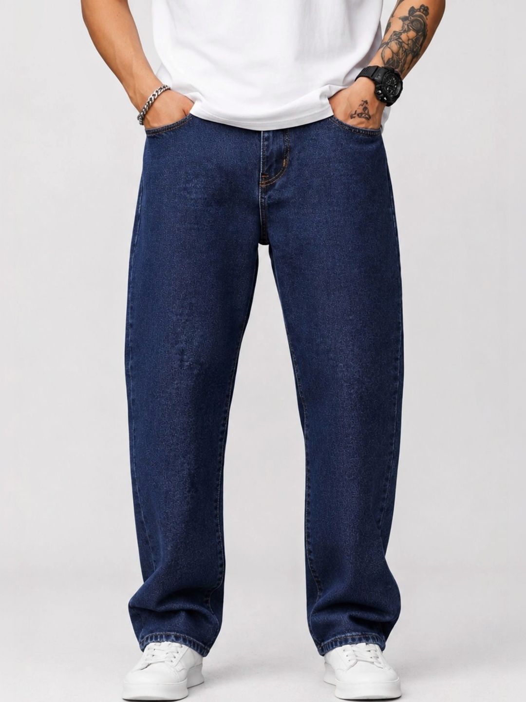 BREXX Men Jean Wide Leg Mid-Rise Stretchable Jeans-picture-19
