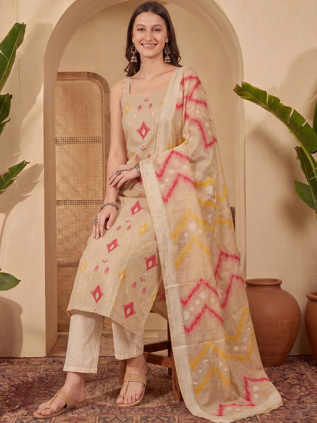 Sangria Women Printed Regular Kurta with Trousers & With Dupatta-picture-10
