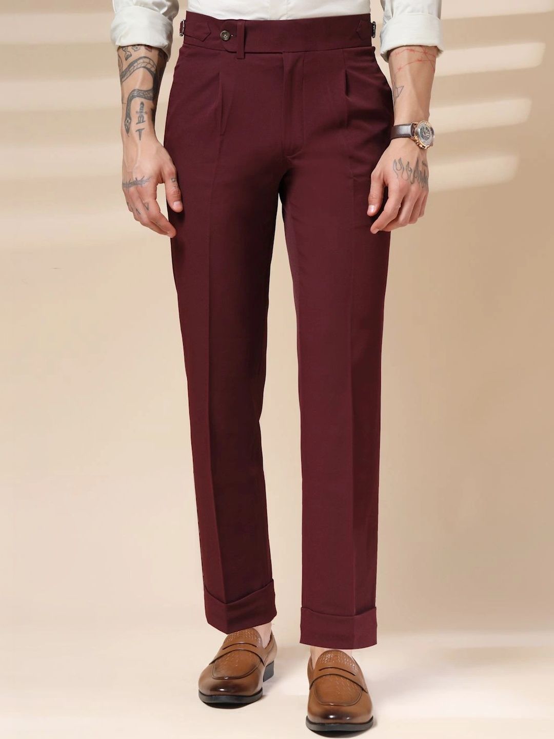 Italian Vega Men High-Rise Wrinkle Free Pleated Trousers-picture-15