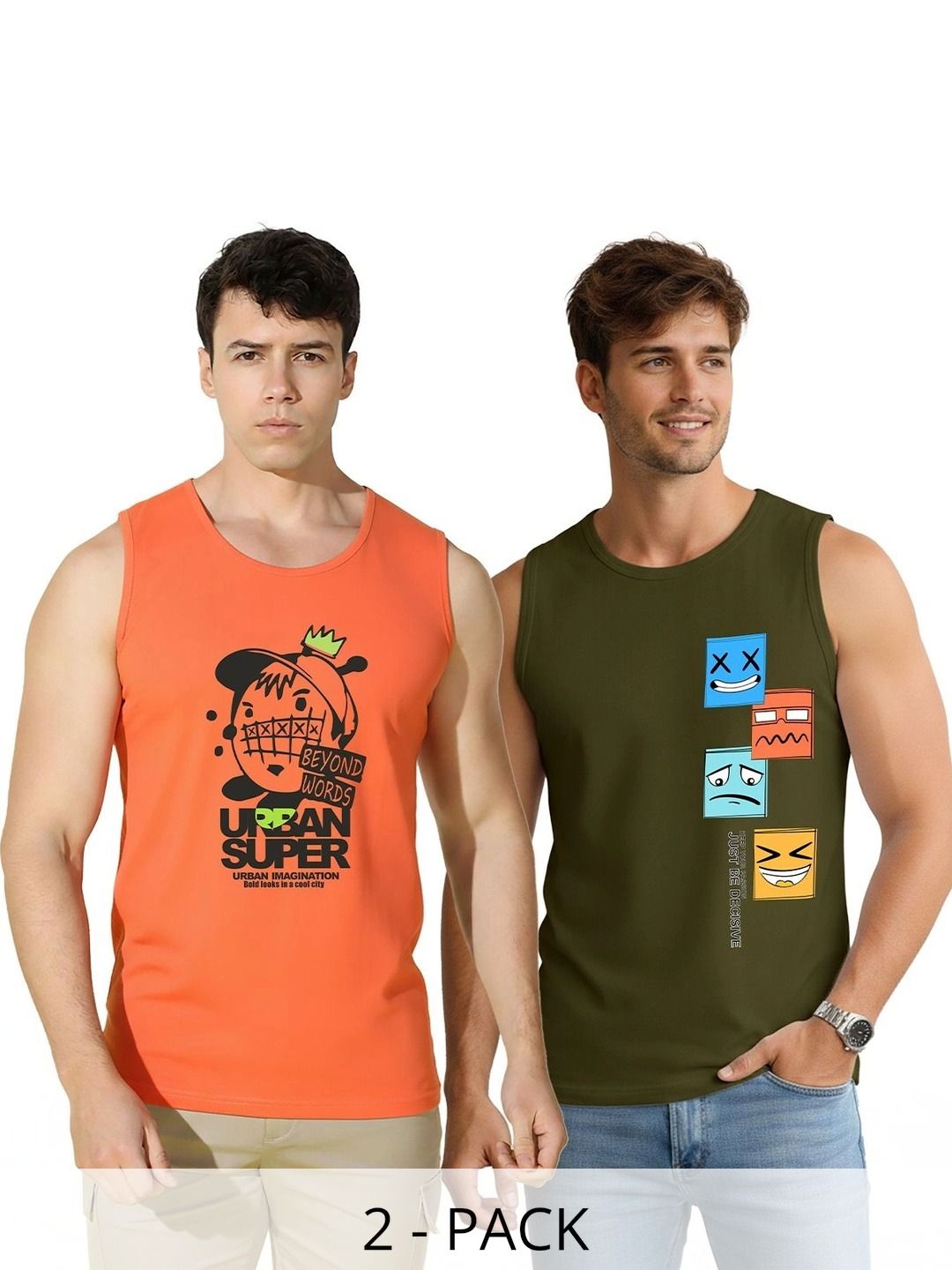MINISTRY OF FRIENDS Pack of 2 Printed Cotton Tank-picture-56