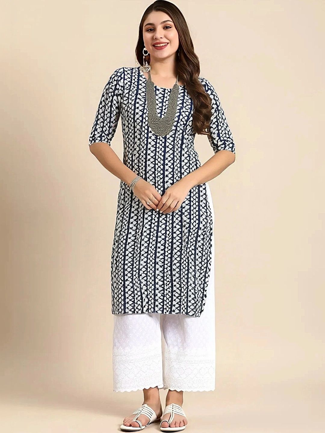 HERE&NOW Women Ethnic Motifs Printed Indie Prints Crepe Kurta-picture-41