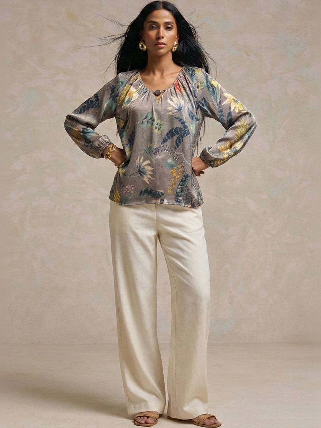 SHECZZAR Floral Print Satin Top-picture-42