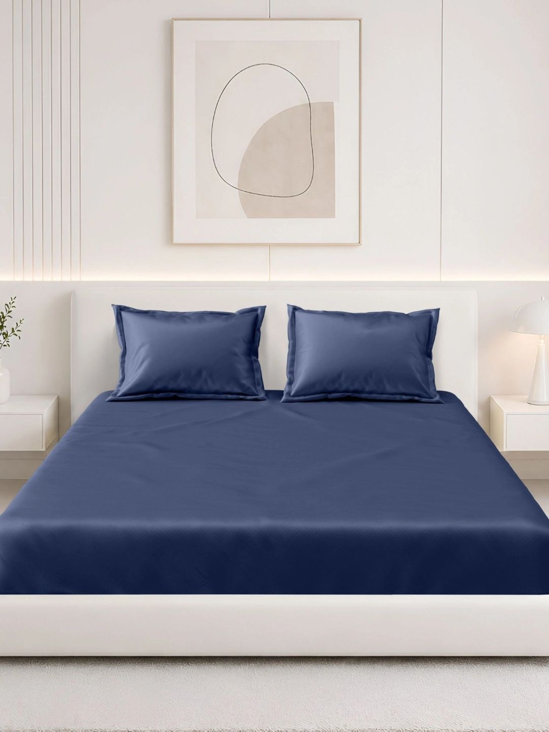 Homeful Style Navy Blue 160 TC Bedsheet with 2 Pillow Covers-image-46