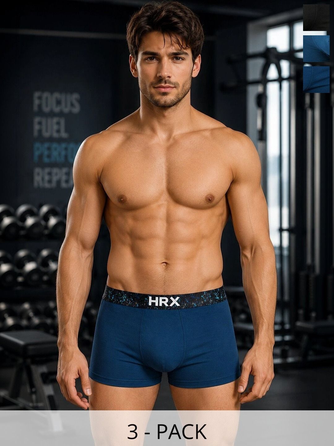 HRX by Hrithik Roshan Pack of 3 Cotton Blend Assorted Solid Trunks-picture-15