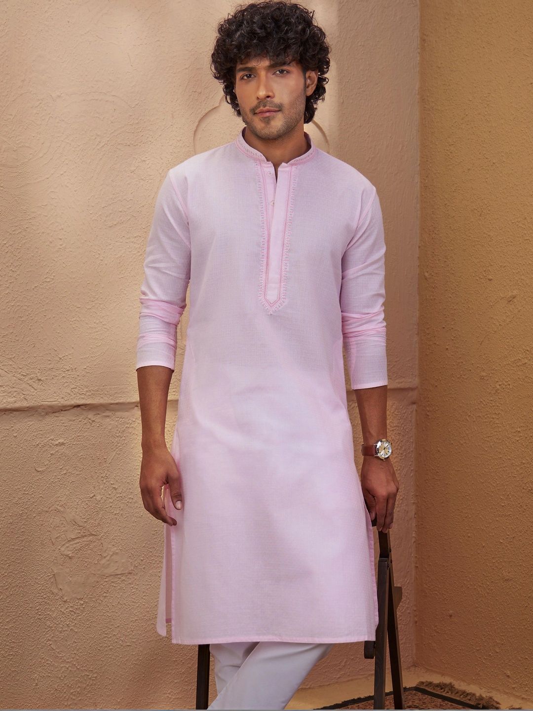 VASTRAMAY Men Thread Work Jacquard Kurta-picture-11