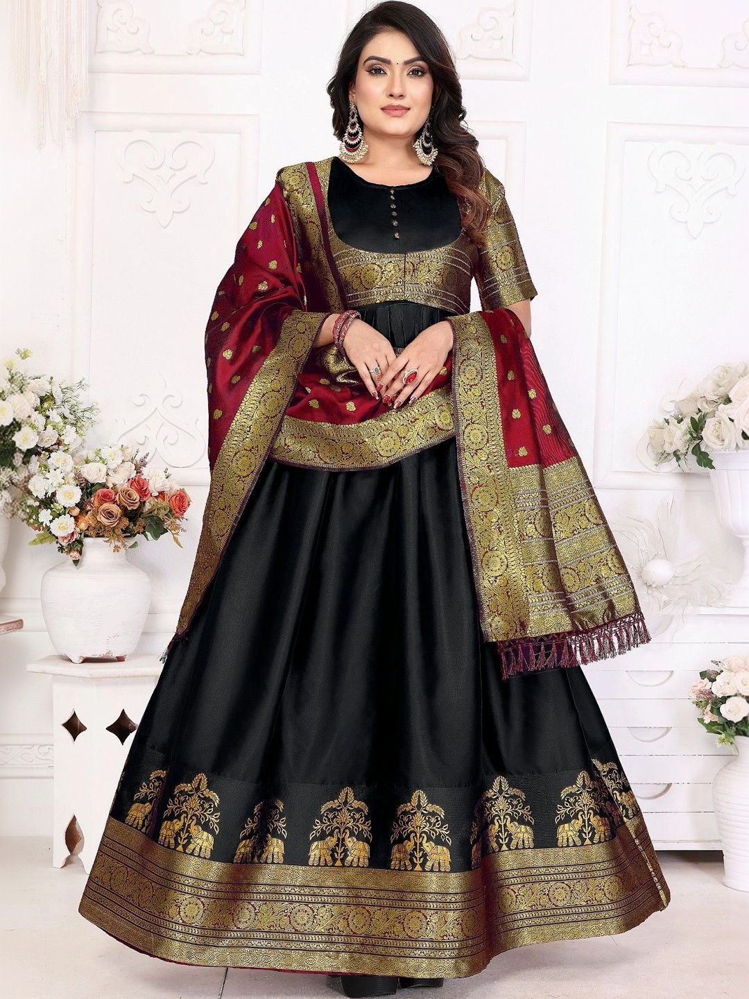 Kinjhit Fashion Woven Design A-Line Ethnic Dresses-picture-38