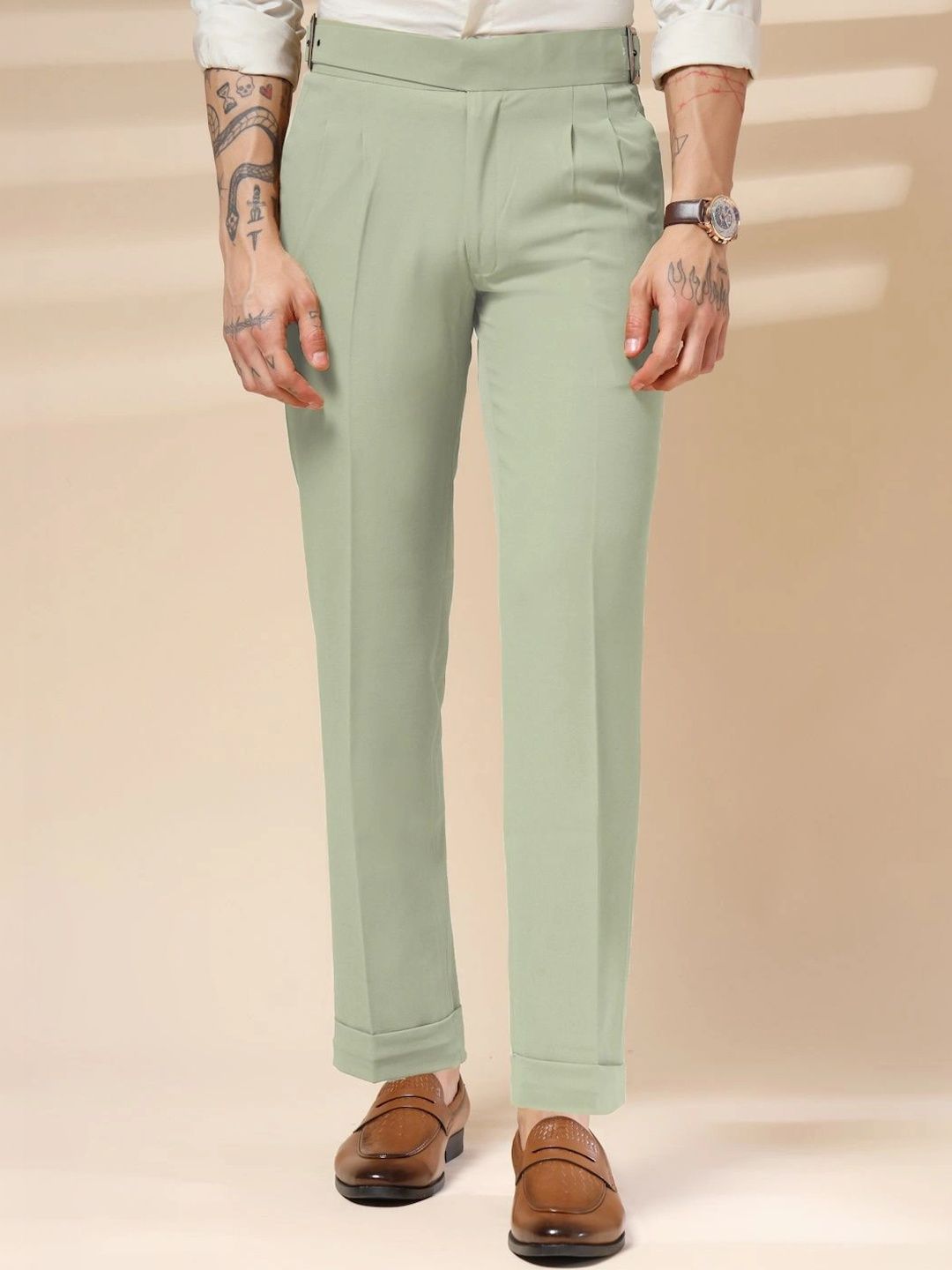 Italian Vega Lime Classic Buckle Gurkha Pants-picture-45