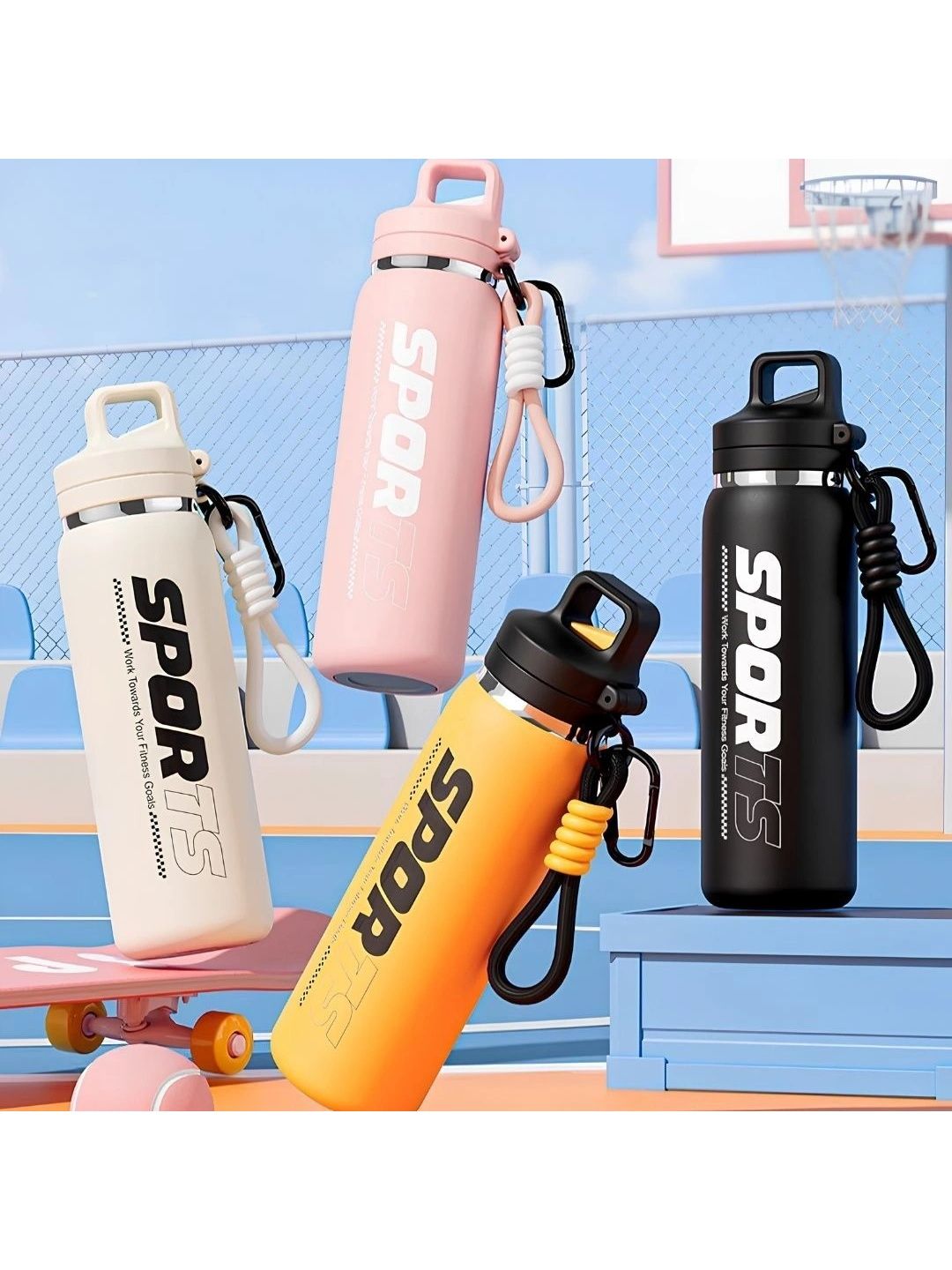 Nertz Lifestyle Pink & White Single Stainless Steel Solid Double Wall Vacuum Water Bottle-picture-30