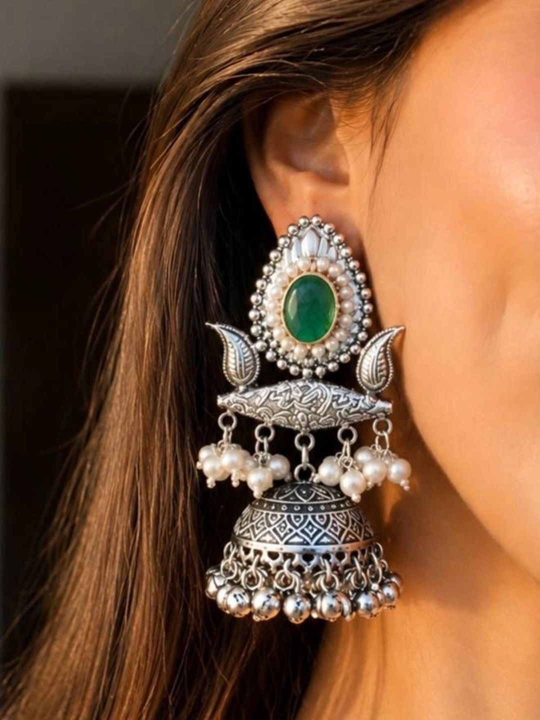 THE GLAM POUCH Teardrop Shaped Jhumkas Earrings-image-16