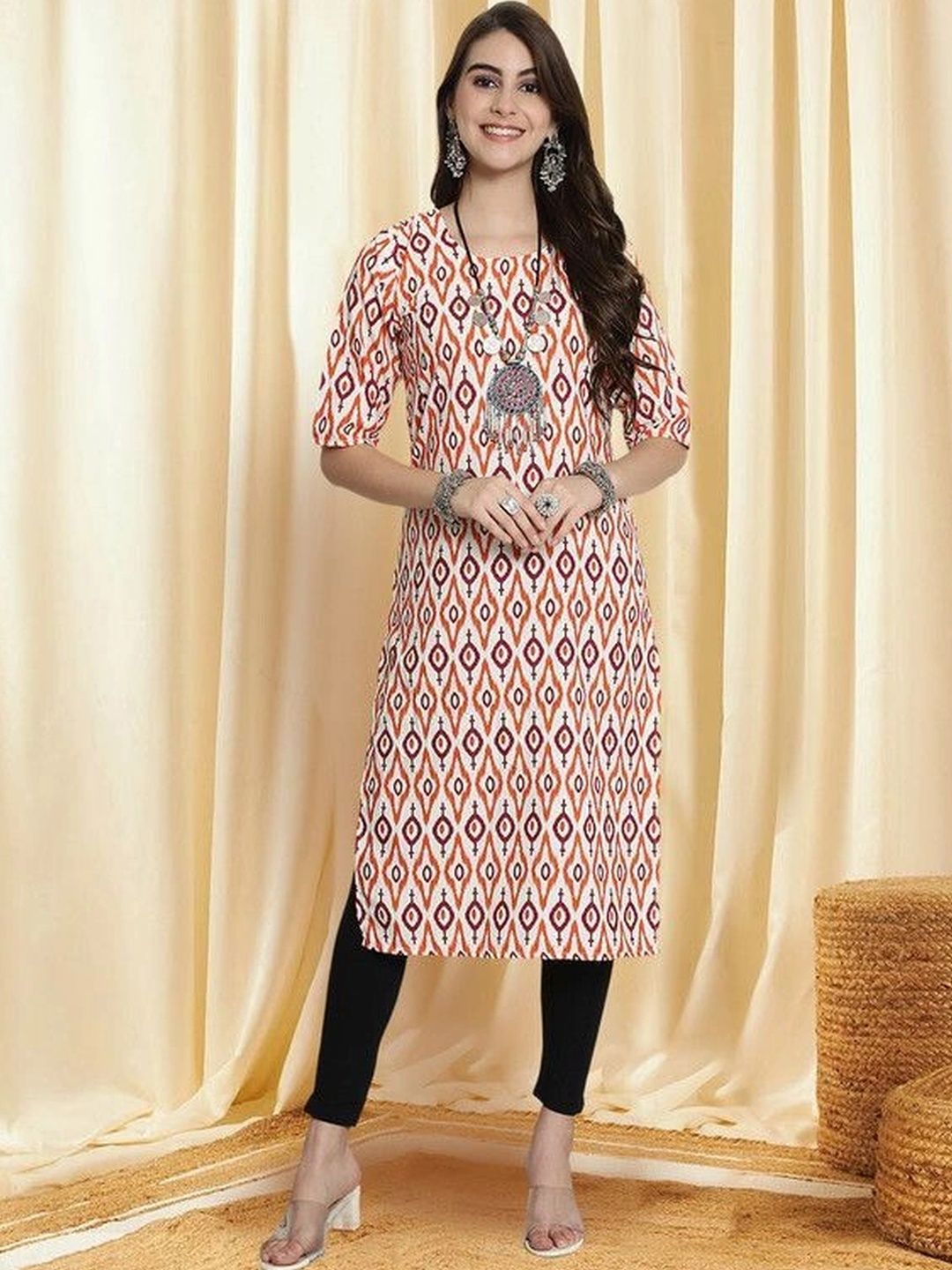 HERE&NOW Women Pack Of 3 Printed Crepe Kurta-picture-16