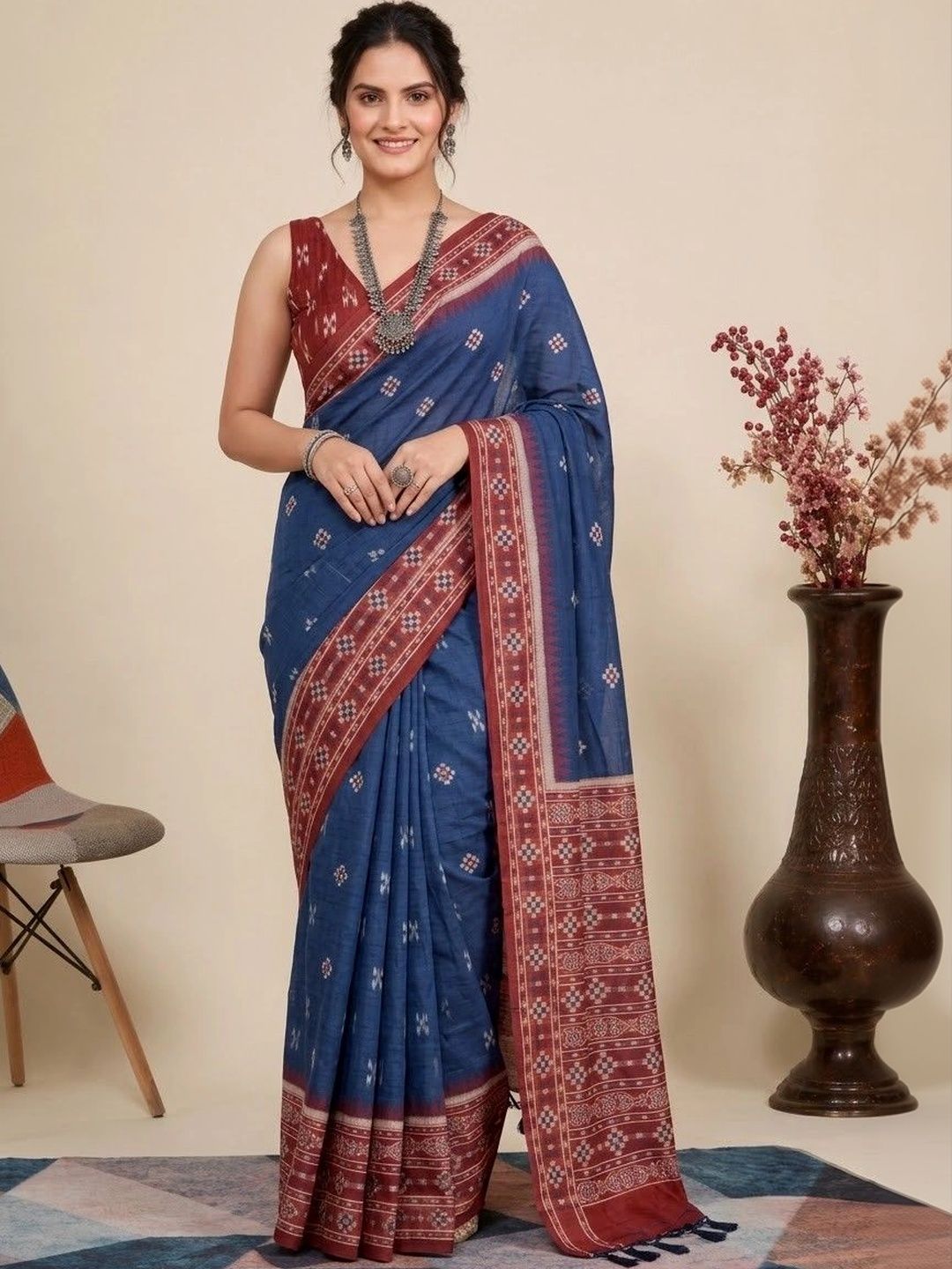 Anouk Woven Design Pure Cotton Ikat Saree-picture-30