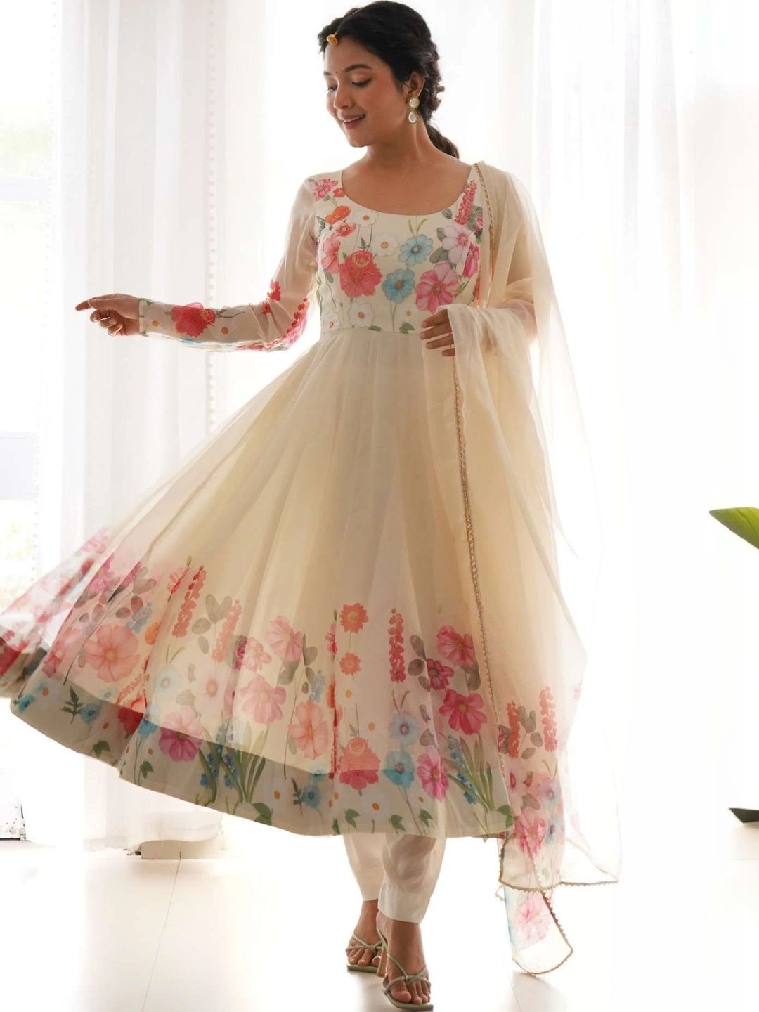 all about you Women Floral Printed Empire Kurta with Trousers & With Dupatta-picture-20