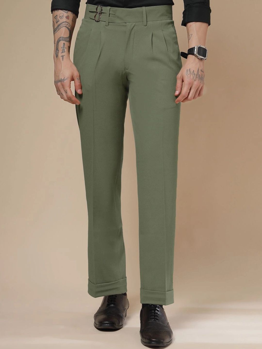 Italian Vega Men High-Rise Wrinkle Free Pleated Trousers-picture-48