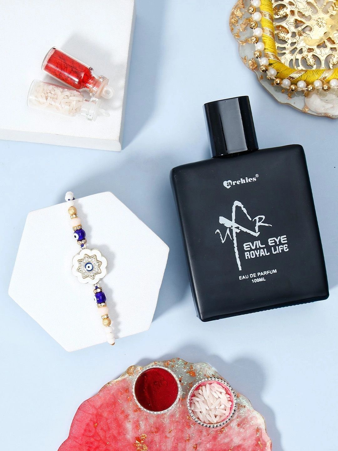 Archies Set of Rakhi Gift Set With Perfume & Roli Chawal-picture-14