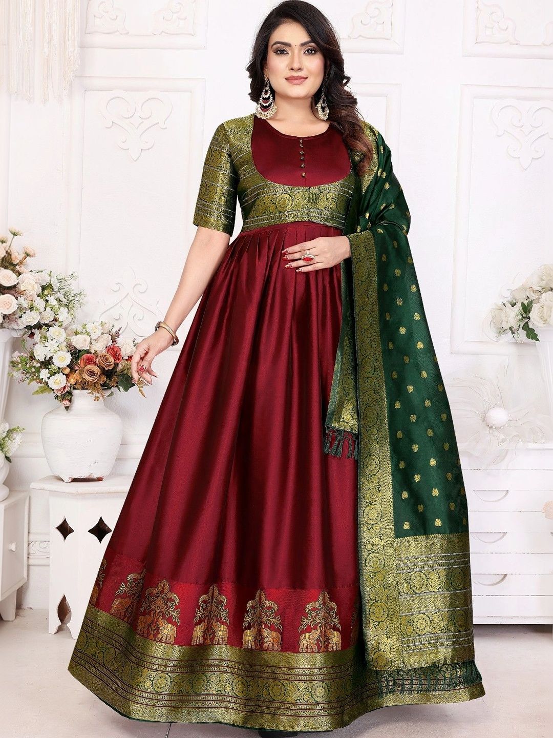 Kinjhit Fashion Woven Design A-Line Ethnic Dresses-picture-53