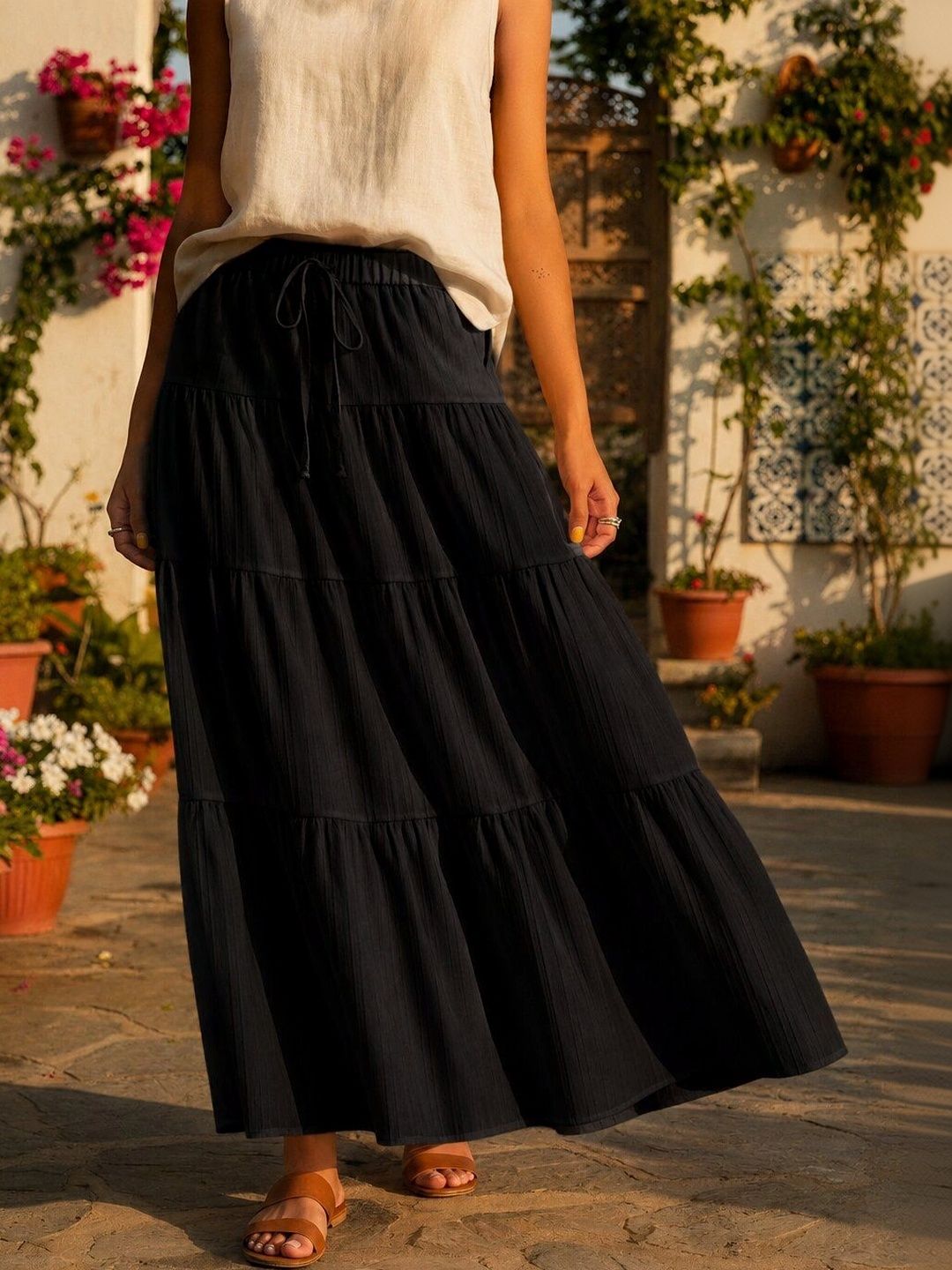PTVIZE Women Tiered Maxi Tiered Skirt-picture-41