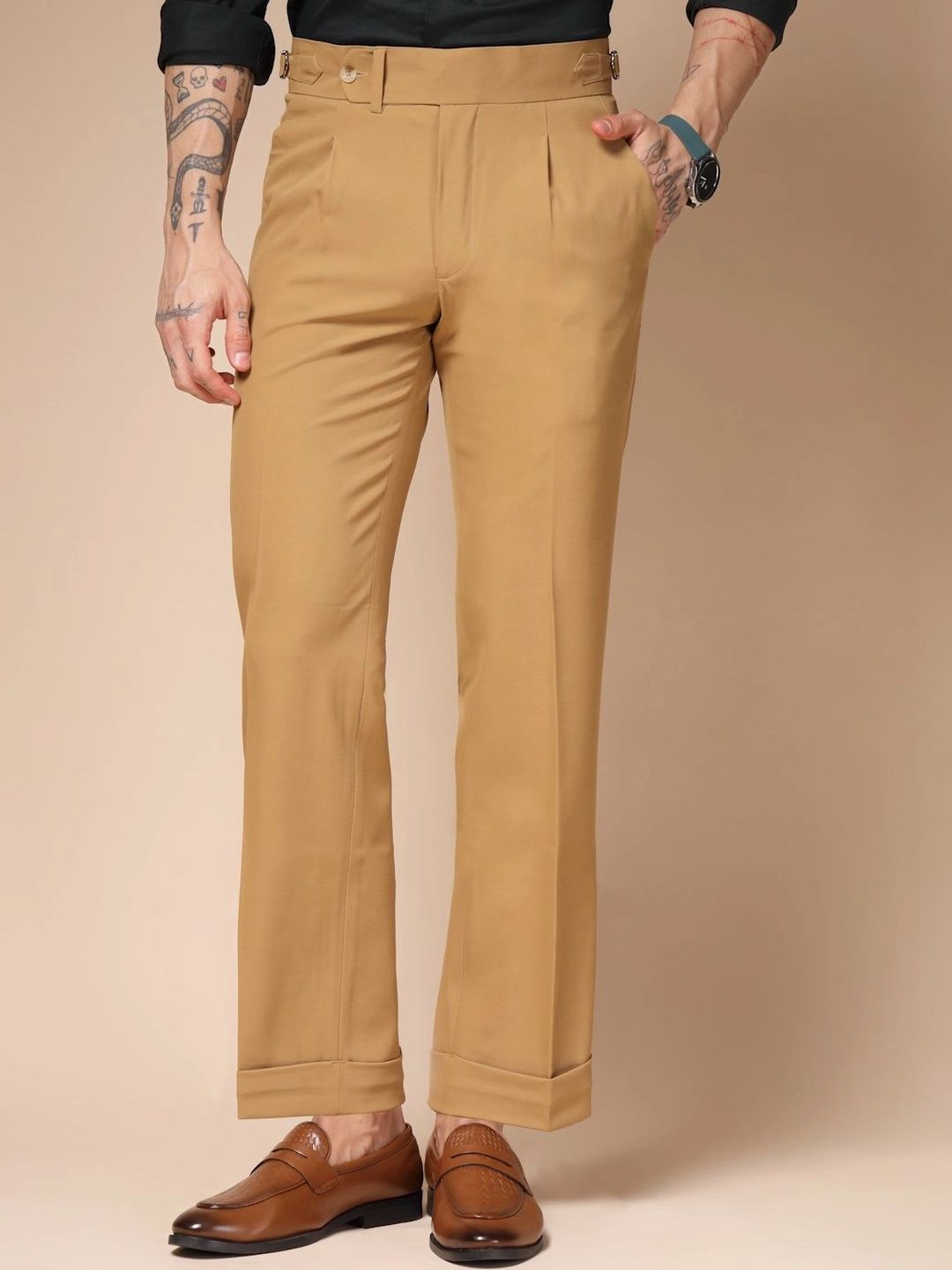 Italian Vega Men High-Rise Wrinkle Free Pleated Trousers-picture-44