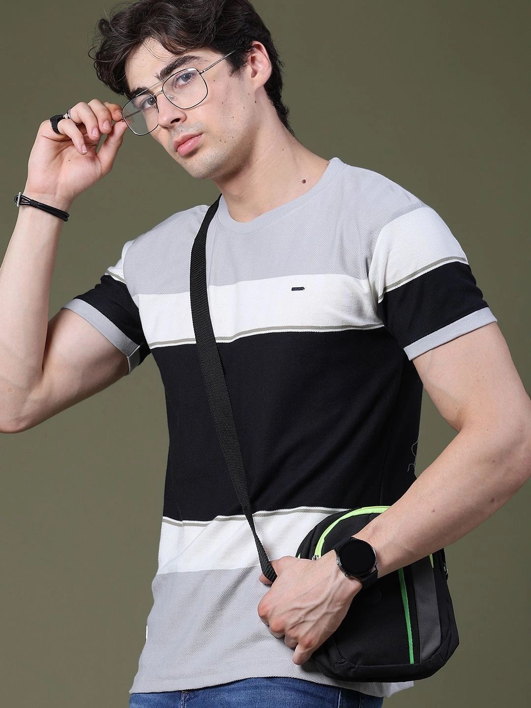 V-Mart Men Striped Slim Fit T-shirt-picture-40