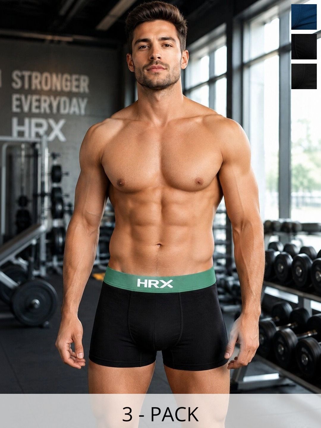 HRX by Hrithik Roshan Pack of 3 Cotton Blend Assorted Solid Trunks-picture-17