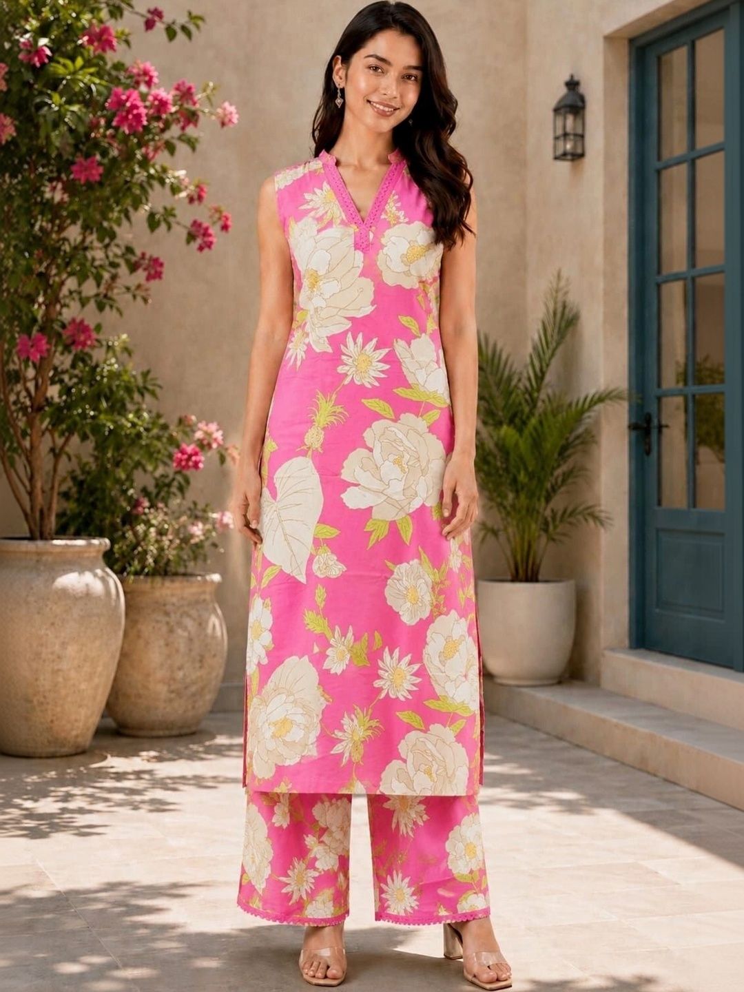 BAESD Women Floral Printed Regular Kurta with Palazzos-image-39