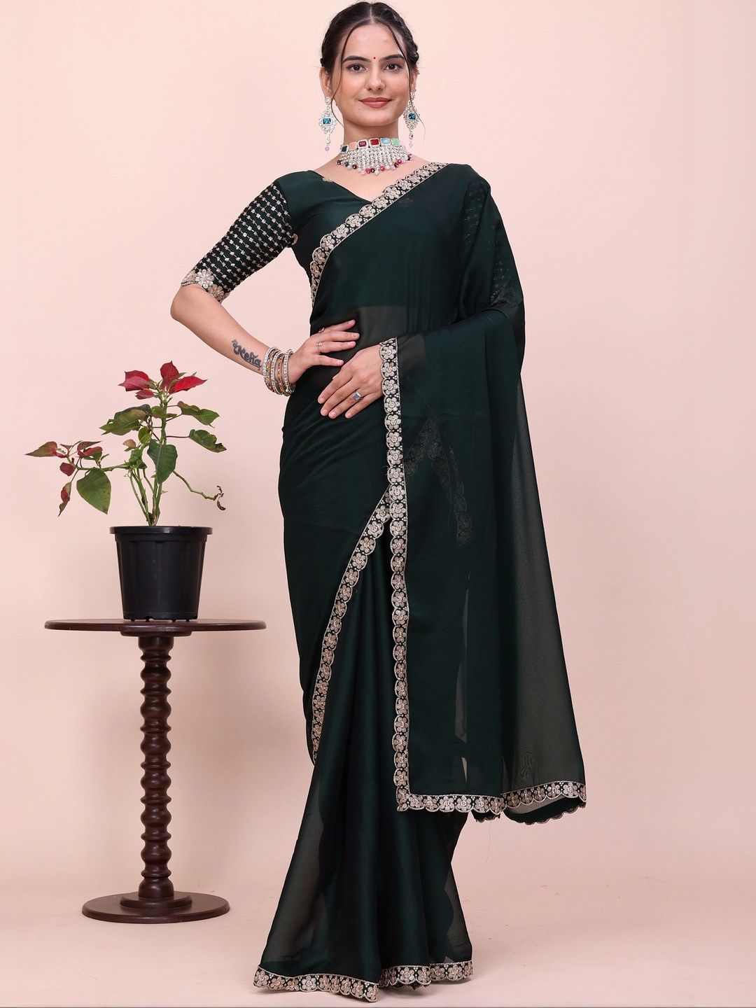 all about you Embroidered Poly Chiffon Designer Saree-picture-10