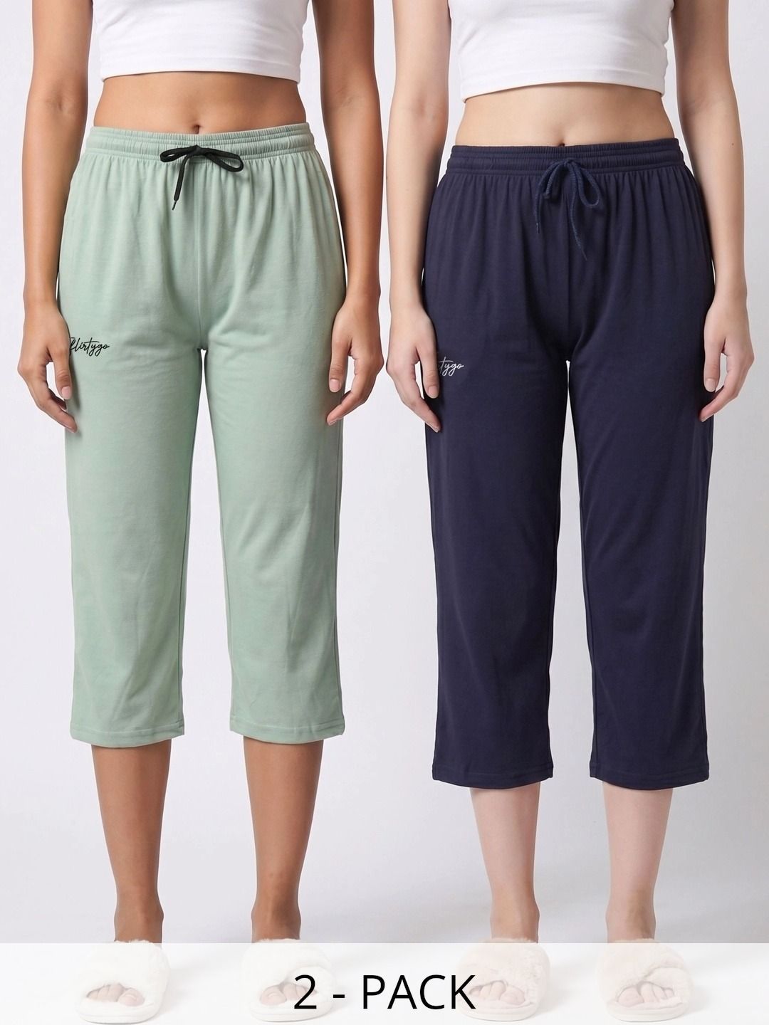 FFLIRTYGO Pack Of 2 Pure Cotton Mid-Rise Lounge Pants-picture-29