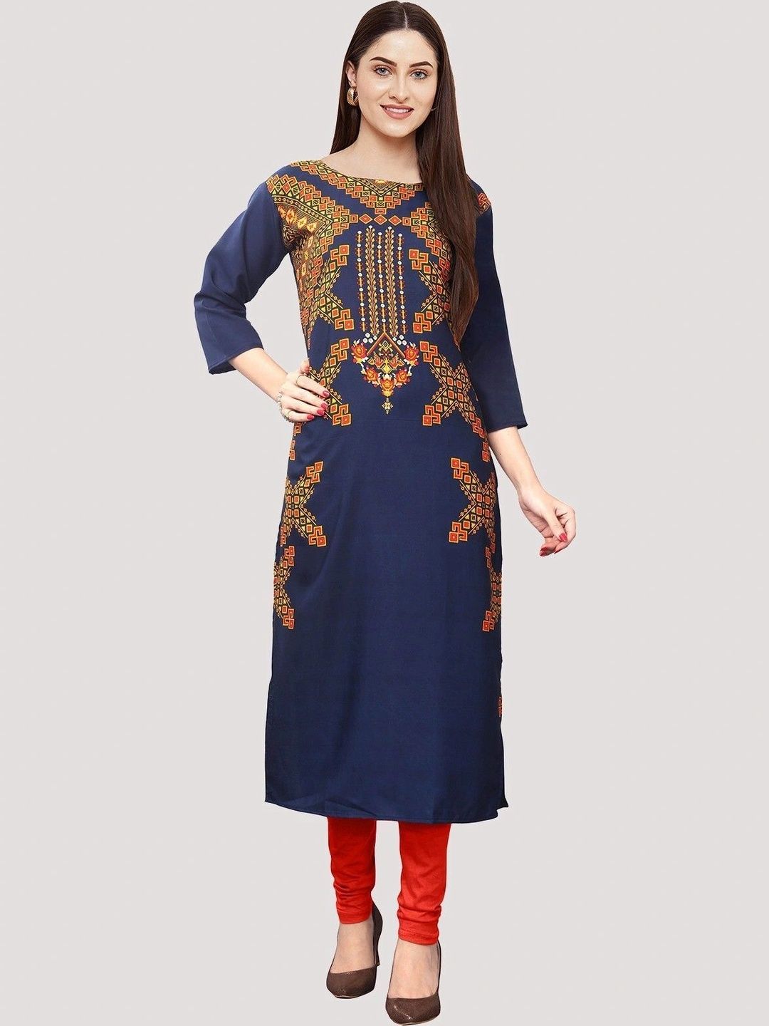 HERE&NOW Women Ethnic Motifs Printed Crepe Kurta-picture-37