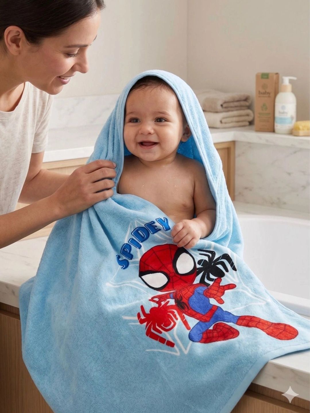 Weftora Blue 1 Printed Cotton 380 GSM Bath Towel-picture-14