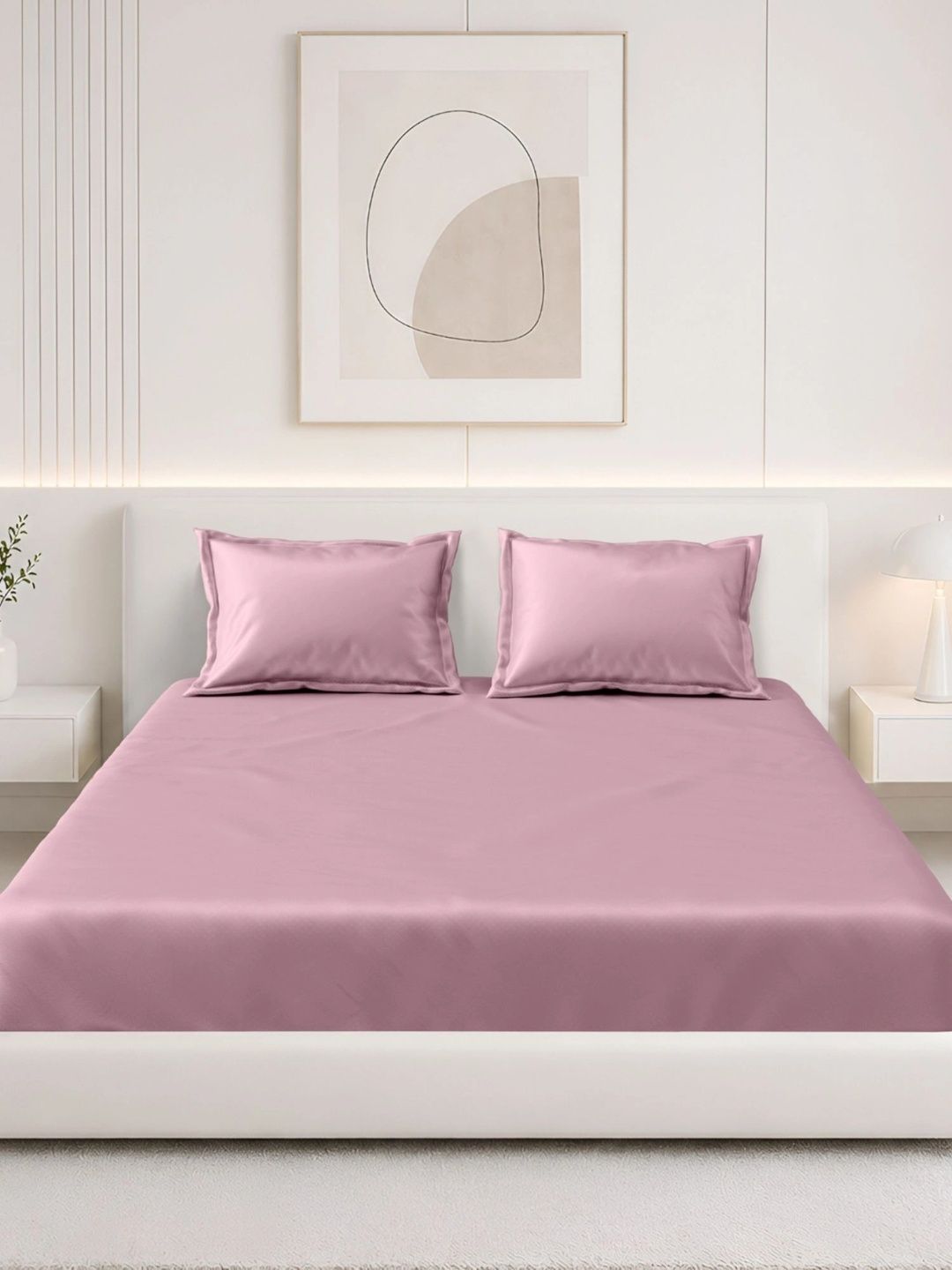 Homeful Style Pink 160 TC Bedsheet with 2 Pillow Covers-picture-24