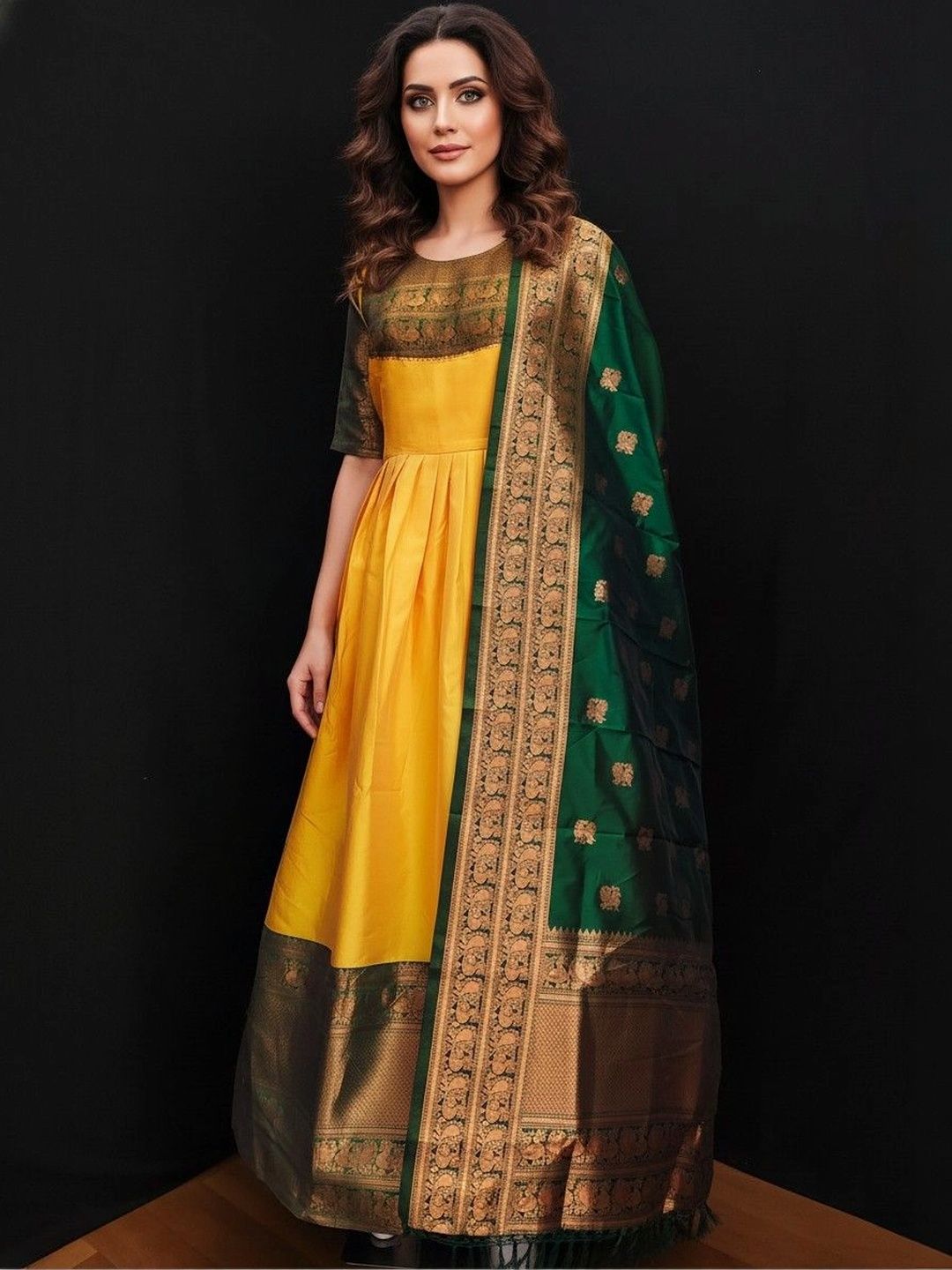 Kinjhit Fashion Woven Design A-Line Ethnic Dresses-picture-2