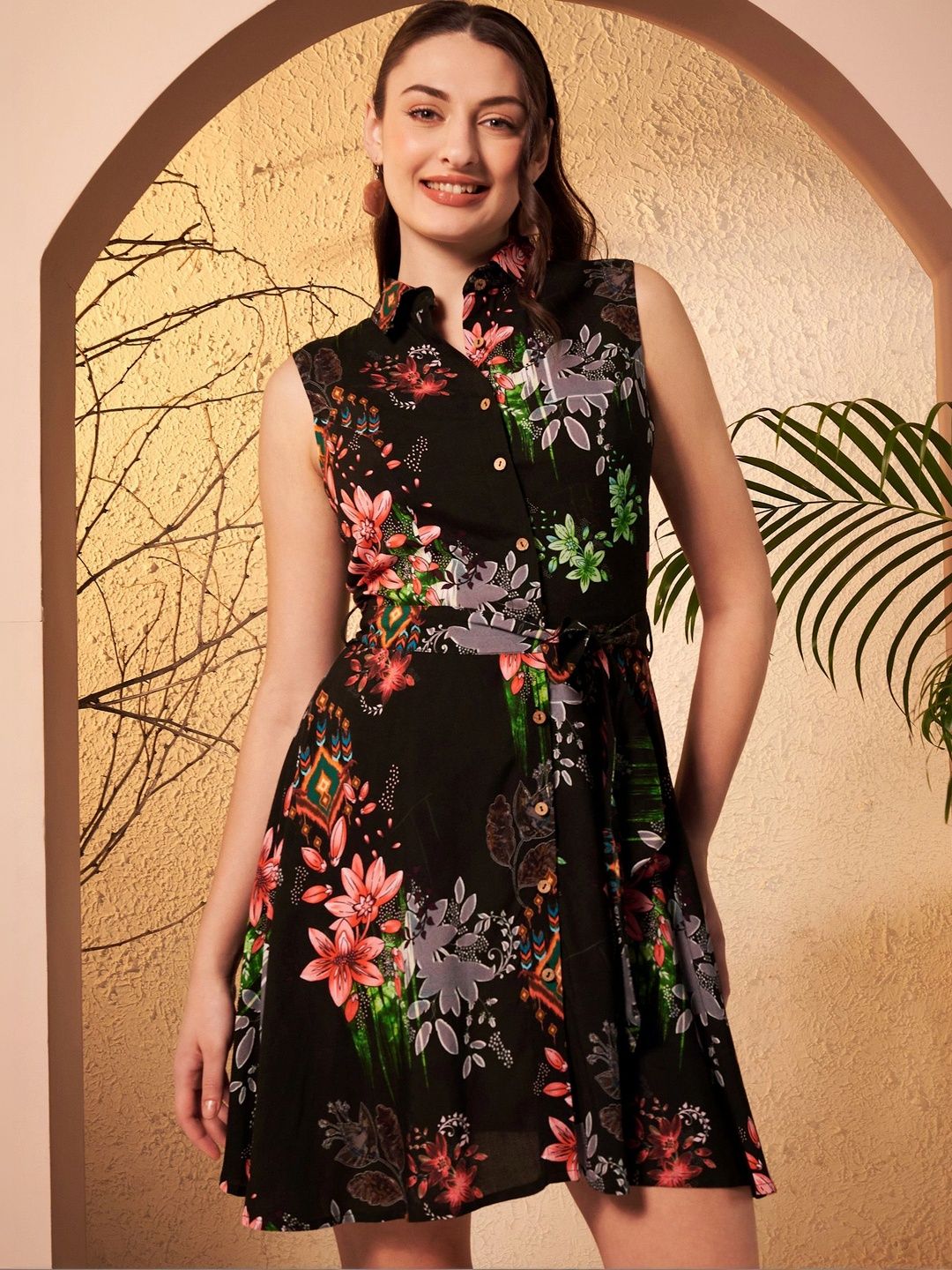 KALAMIR Floral Print Shirt Dress-picture-40