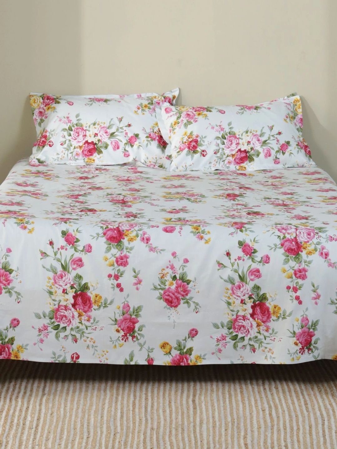 Homeful Style Green Floral 160 TC King Bedsheet with 2 Pillow Covers-image-13