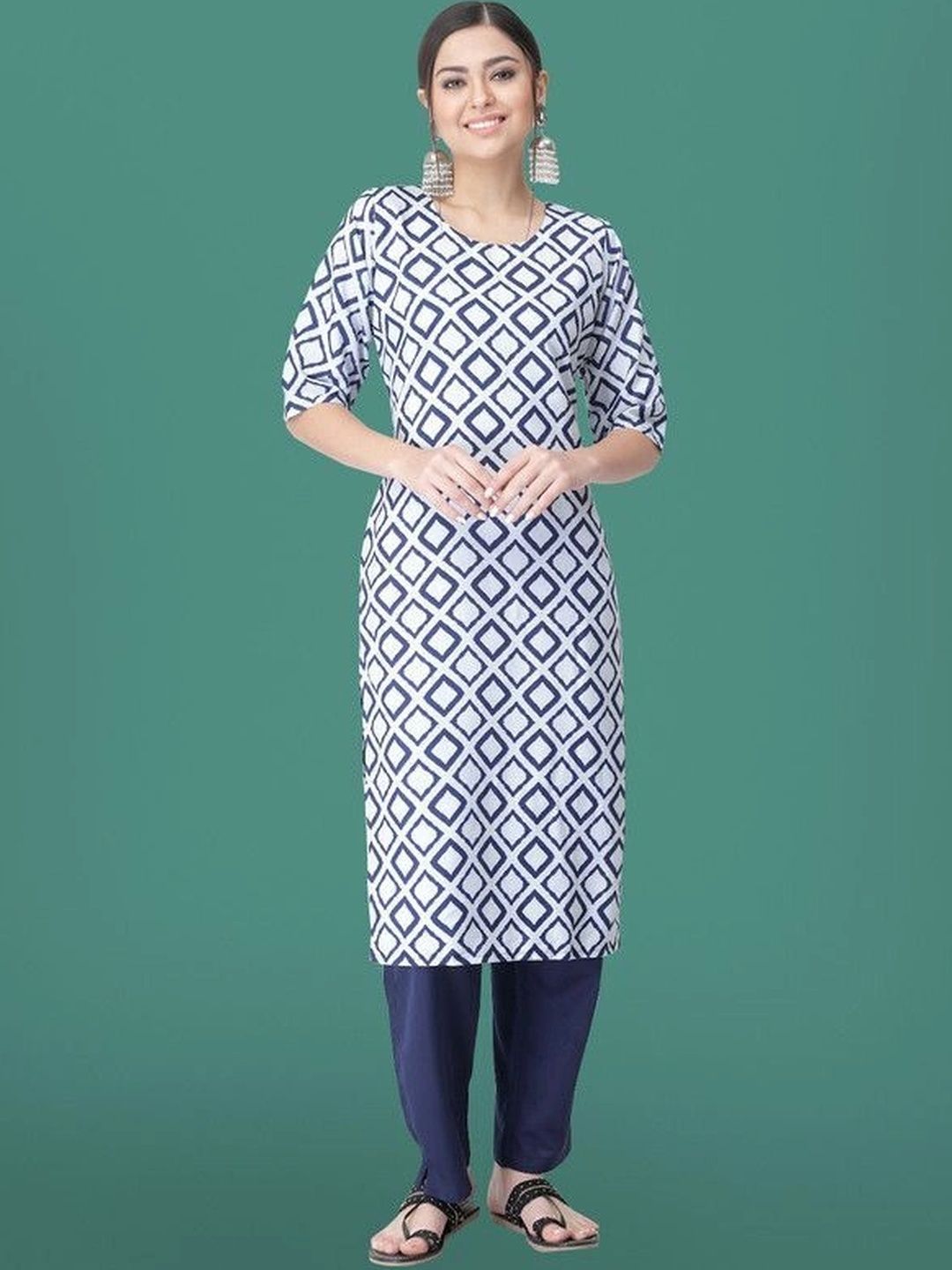 HERE&NOW Women Floral Printed Floral Crepe Kurtas-picture-30