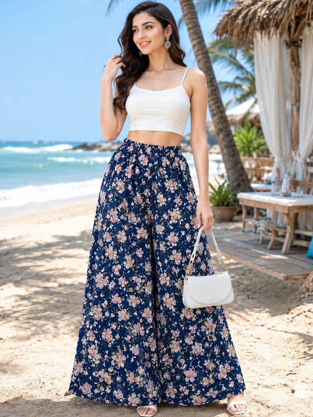 DIVYABHUMI FASHION Women Floral Printed Knitted Crepe Palazzos-image-42