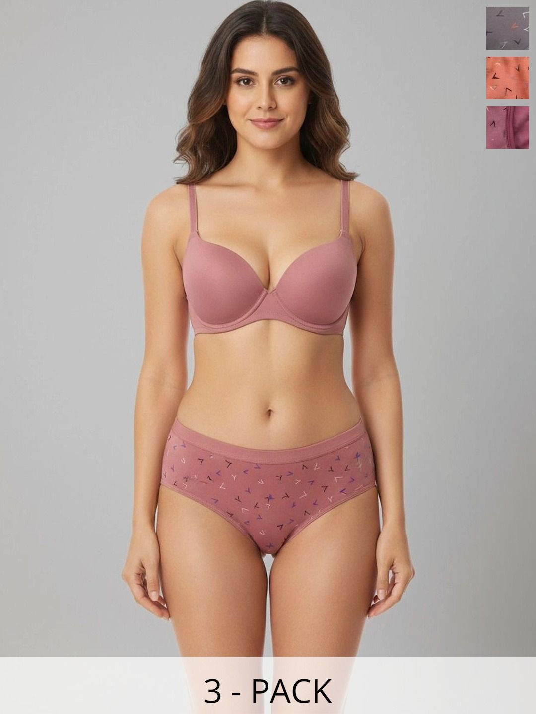 Swenson Women Pack of 3 Printed Seamless Assorted Cotton Bikini-picture-57