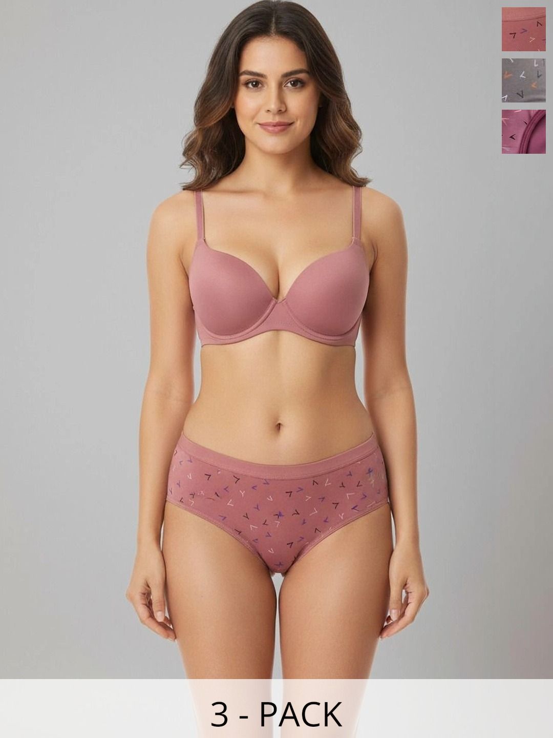 Swenson Women Pack of 3 Printed Seamless Assorted Cotton Bikini-picture-52