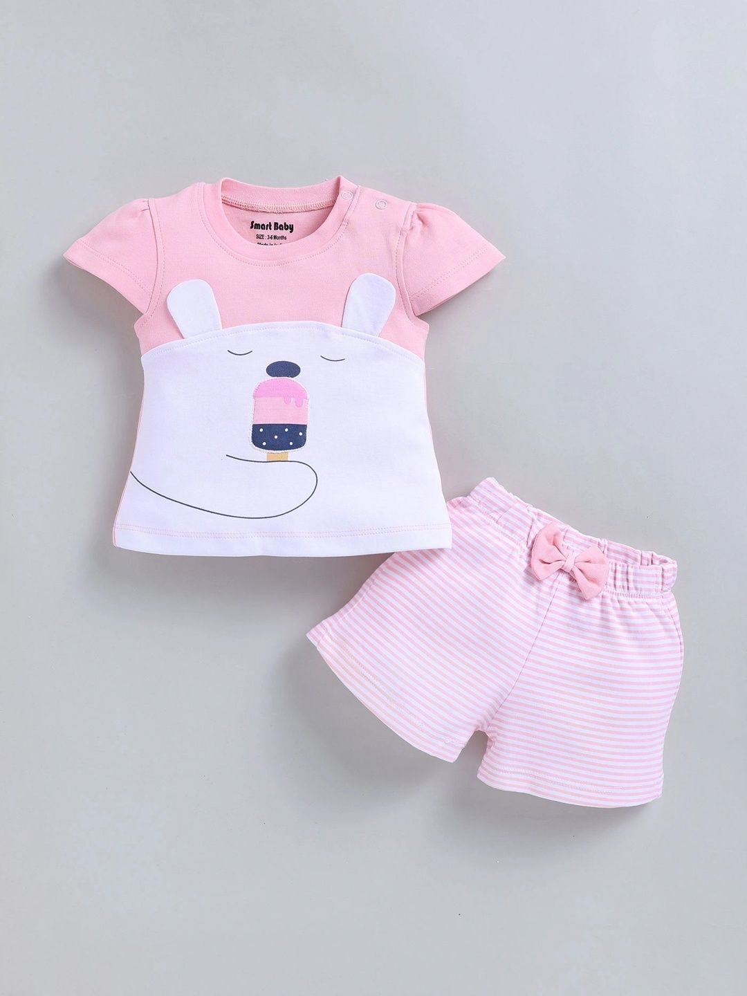 Smart Baby Girls Printed T-shirt with Shorts-picture-42