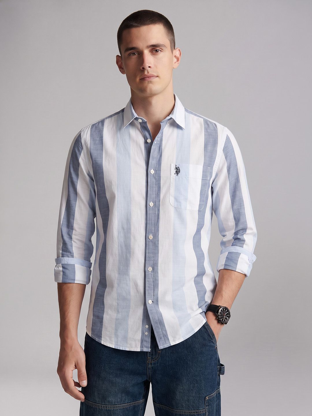 U.S. Polo Assn. Denim Co. Vertical Striped Pure Cotton Casual Shirt-picture-32