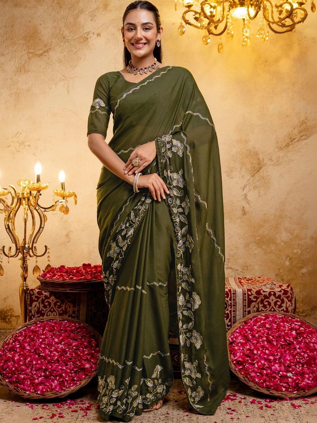SAARA Floral Embroidered Saree-image-18