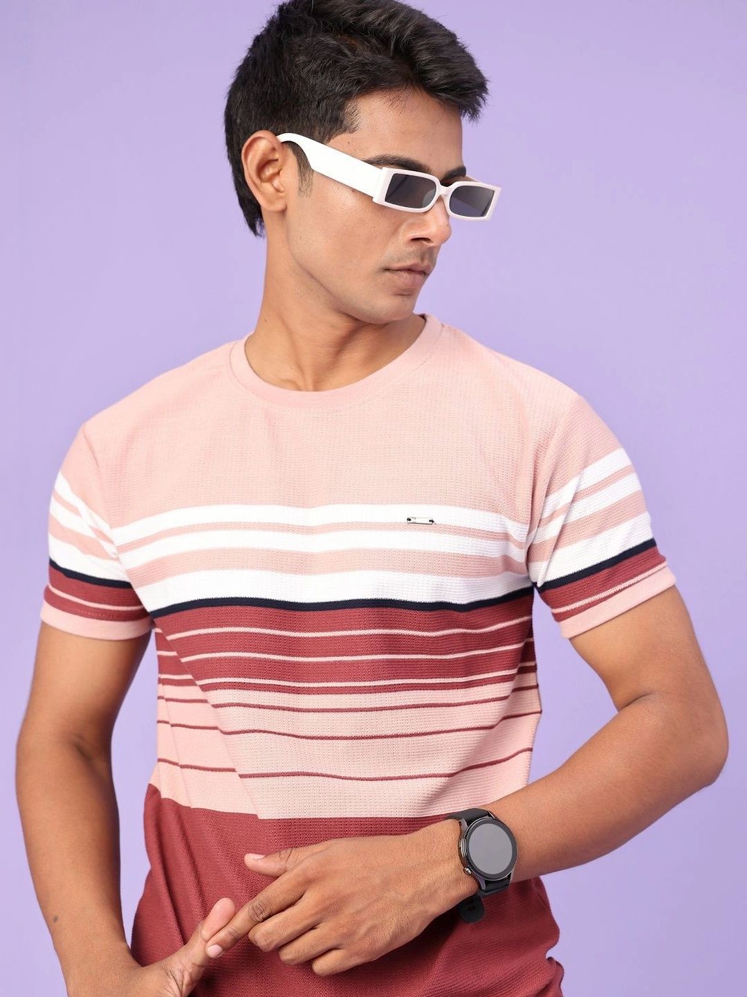 V-Mart Men Striped Slim Fit T-shirt-picture-23