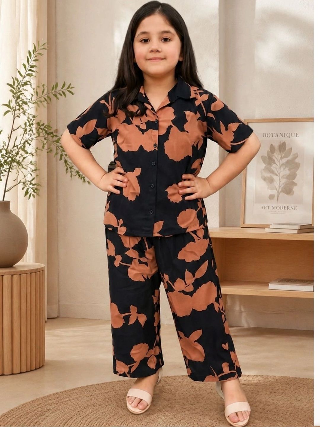 HERE&NOW Girls Printed Shirt with Trousers-picture-34