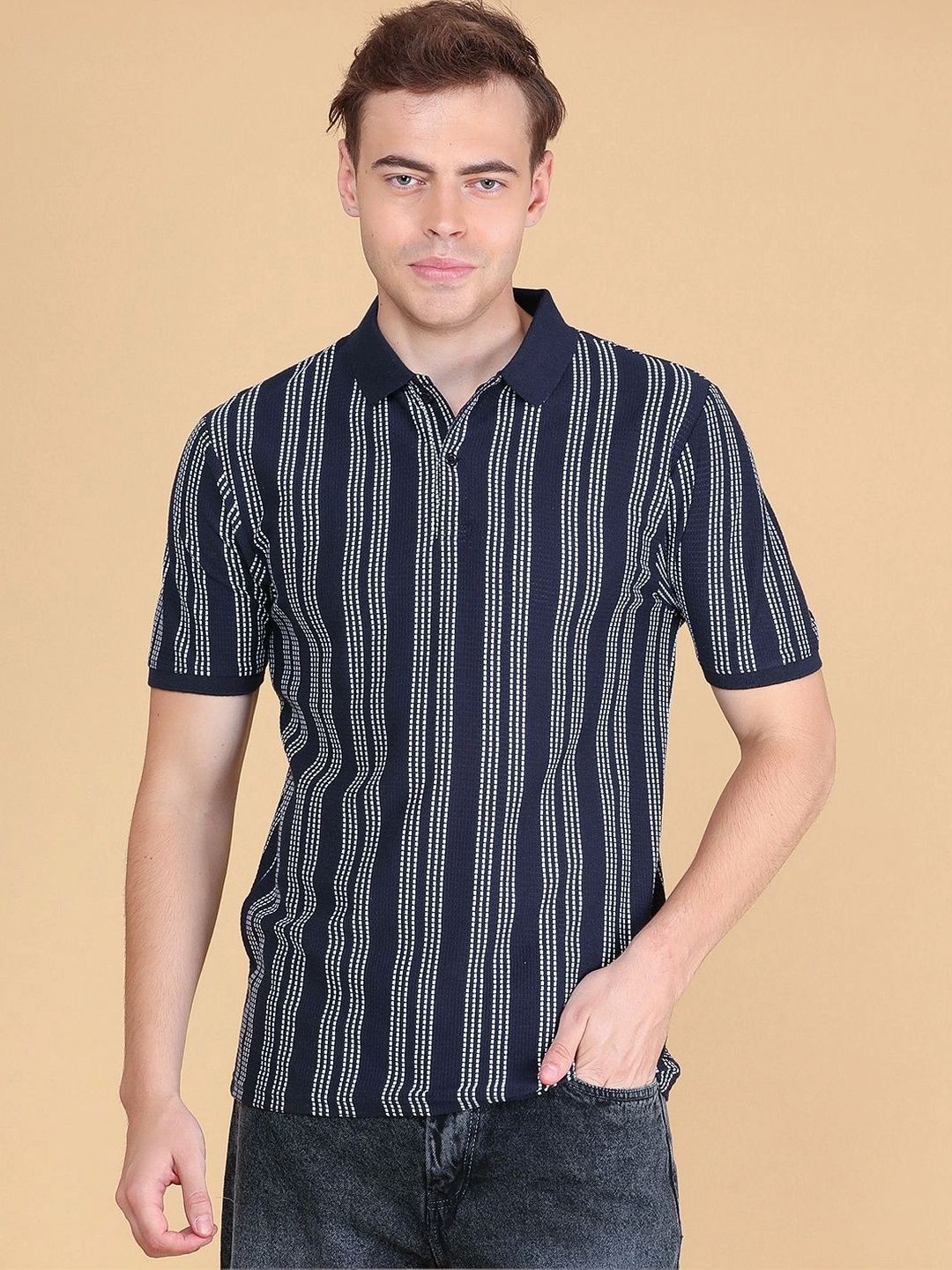 V-Mart Men Striped Polo Collar T-shirt-picture-25