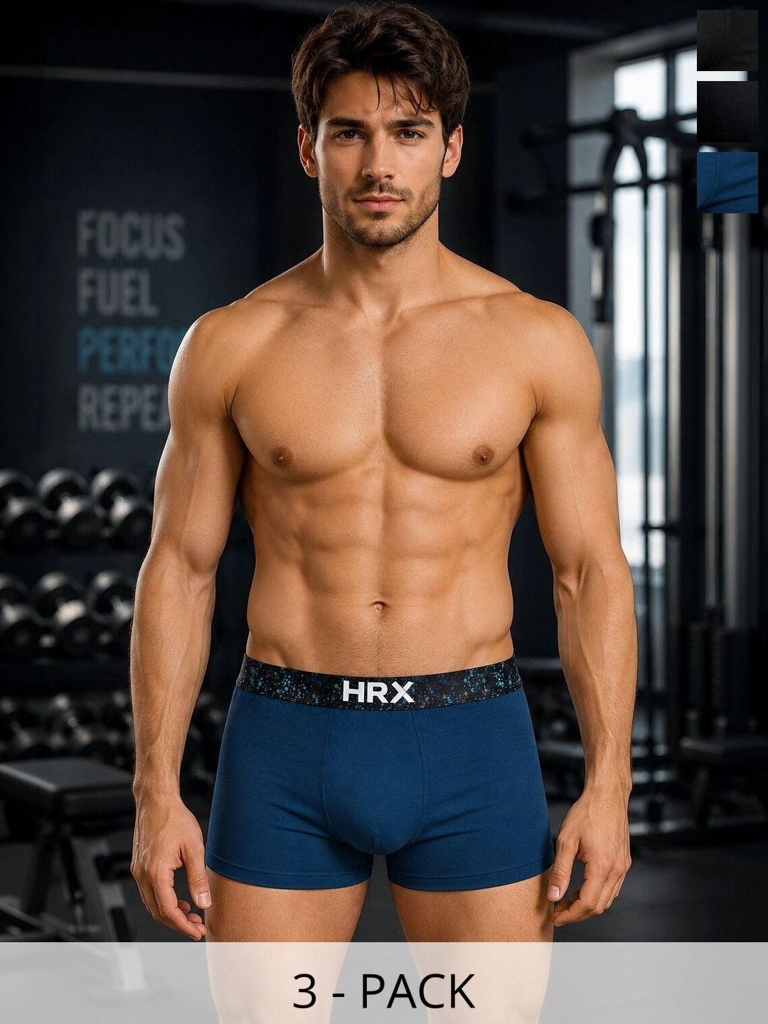 HRX by Hrithik Roshan Pack of 3 Cotton Blend Assorted Printed Trunks-picture-22