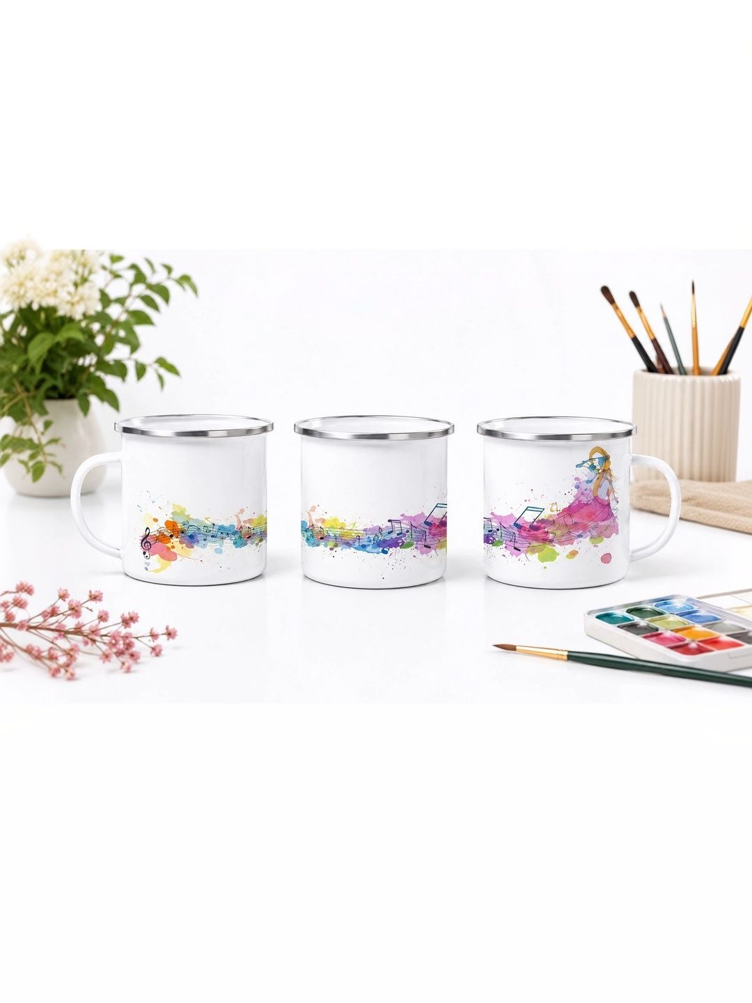 TAJNAN White Printed Ceramic Glossy Mugs Set of Cups and Mugs-picture-22