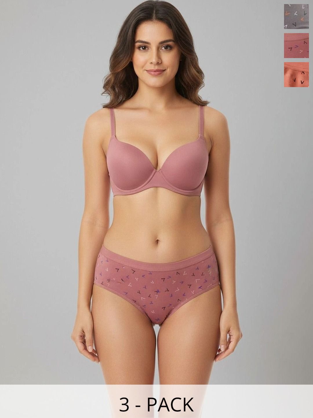 Swenson Women Pack of 3 Printed Seamless Assorted Cotton Bikini-picture-57