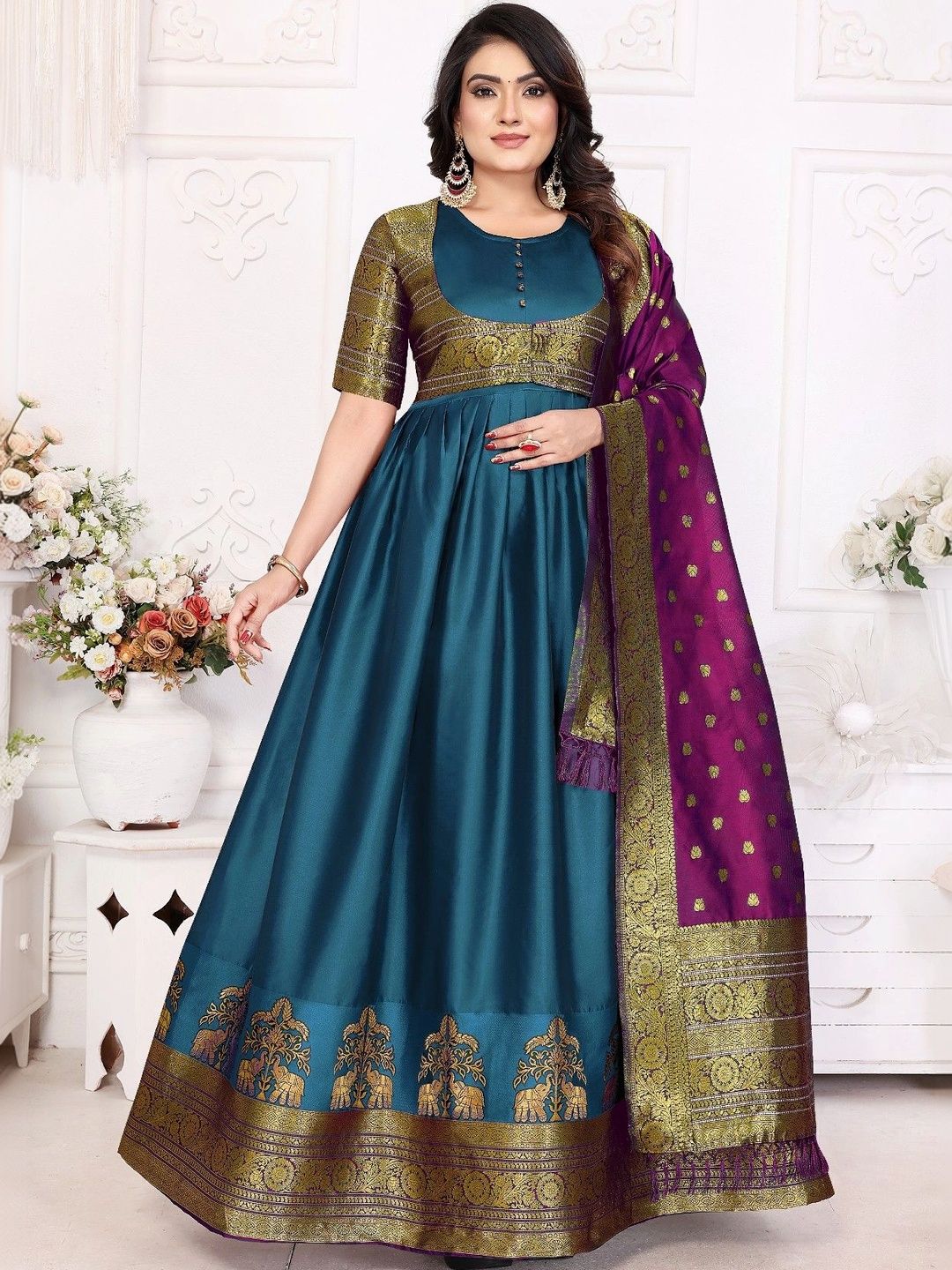 Kinjhit Fashion Woven Design A-Line Ethnic Dresses-image-22