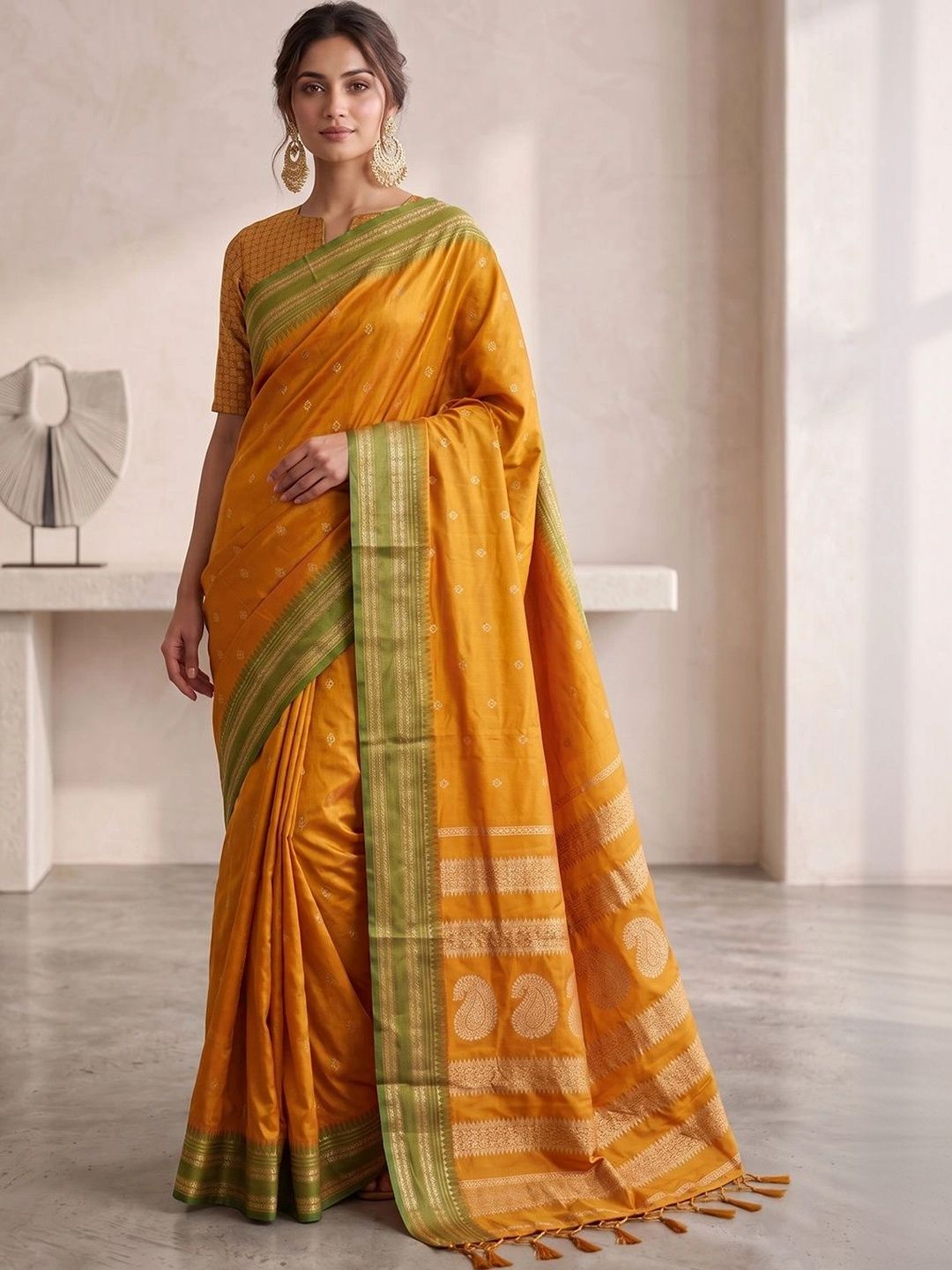 KALINI Woven Design Zari Silk Blend Banarasi Saree-picture-34
